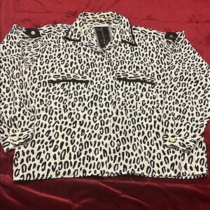 Vintage | Women’s Size 12 (M) Leopard Print Blouse